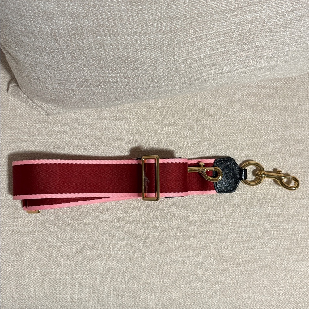 Marc Jacobs Webbing Bag Strap Pink/Burgundy - Picture 2 of 4